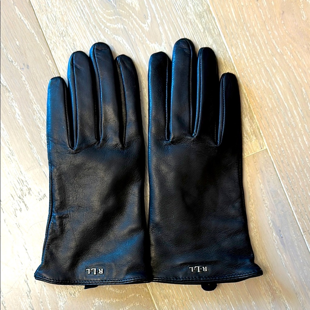 Ralph Lauren Black Leather Gloves for Women - Size M